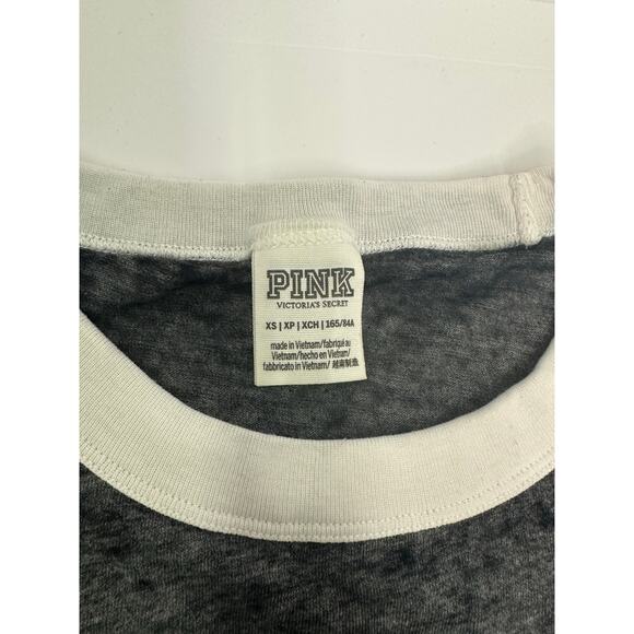 Victoria’s Secret PINK Ringer Tee XS - Gray & White Dog Logo - Picture 7 of 7